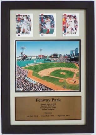 Fenway Park Photograph with 3 Trading Cards in a 12" x 18" Deluxe Frame
