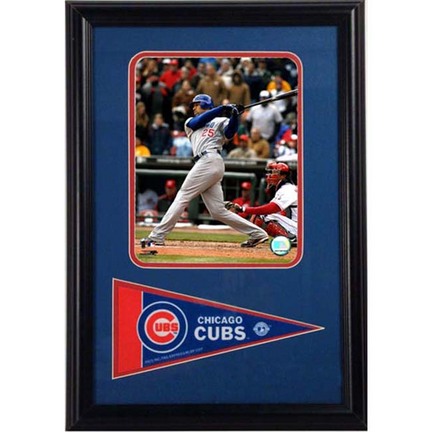 Derrek Lee Photograph with Team Pennant in a 12" x 18" Deluxe Frame