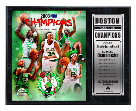 Boston Celtics 2008 World Champion Limited Edition Photograph with Statistics Nested on a 12" x 15" Plaque