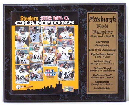 Pittsburgh Steelers 2005 World Champion Limited Edition Photograph with Statistics Nested on a 12" x 15" Plaqu