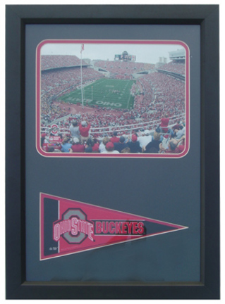 Ohio State Buckeyes Photograph with Team Pennant in a 12" x 18" Deluxe Frame