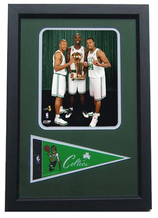 2008 Boston Celtics "Big Three Champions" Photograph with Team Pennant in a 12" x 18" Deluxe Frame