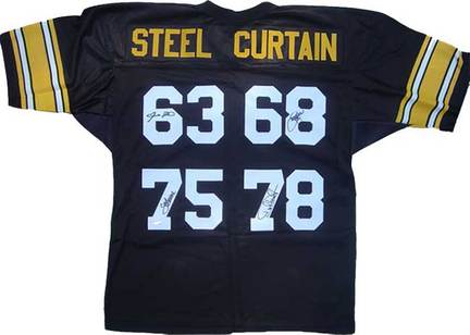 Joe Greene, L.C. Greenwood, Dwight White & Ernie Holmes "Steel Curtain" Autographed Jersey  - Black