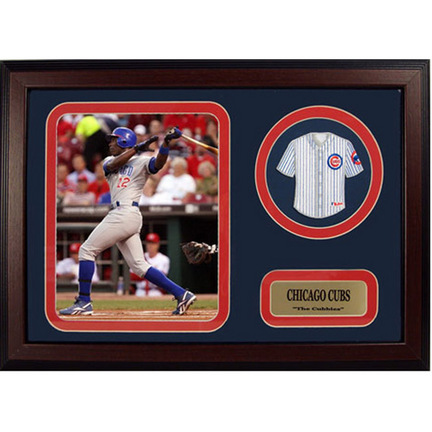 Alfonso Soriano Photograph with Team Jersey Patch in a 12" x 18" Deluxe Frame