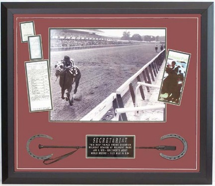 Ron Turcotte "Winning the Triple Crown" Autographed Photograph Photo Collage in Deluxe Frame