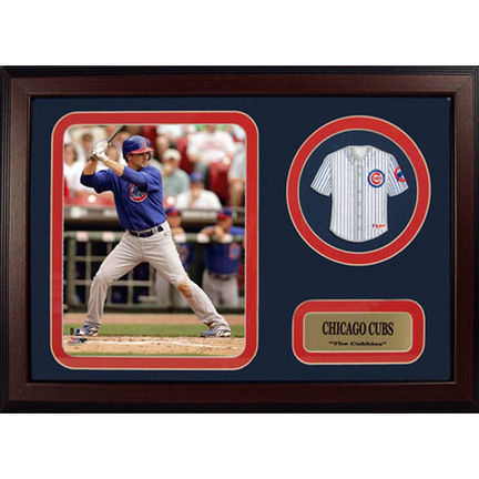Ryan Theriot Photograph with Team Jersey Patch in a 12" x 18" Deluxe Frame