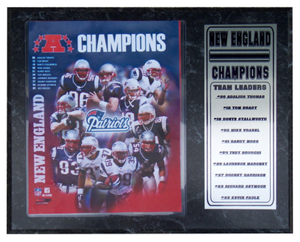 2007 New England Patriots "AFC Champions" Photograph Nested on a 12" x 15" Plaque