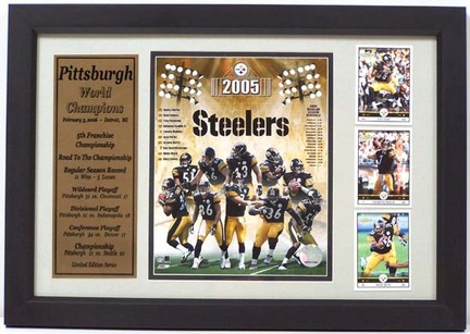 Pittsburgh Steelers 2005 Super Bowl Champion Photograph with 3 Trading Cards in a 12" x 18" Deluxe Frame