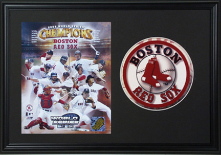 Boston Red Sox 2004 Champions Team Photograph with Team Logo Patch in a 12" x 18" Deluxe Frame