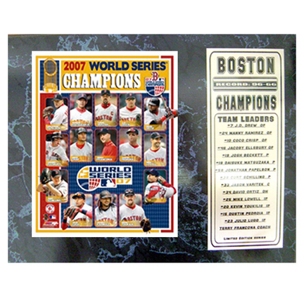 2007 Boston Red Sox World Series Photograph with Statistics Nested on a 12" x 15" Plaque 