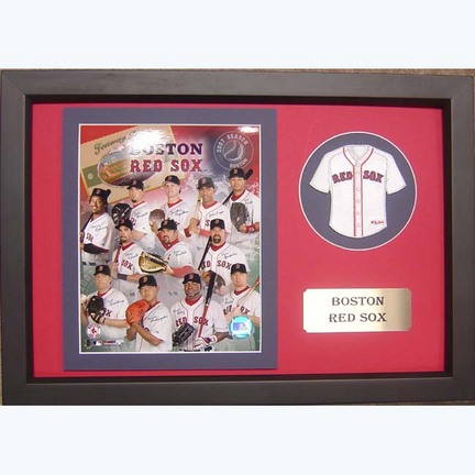 2007 Boston Red Sox Photograph with Team Jersey Patch in a 12" x 18" Deluxe Frame