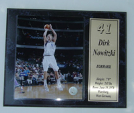 Dirk Nowitzki Photograph with Statistics Nested on a 12" x 15" Plaque