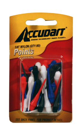 Accudart Card 3/16" Nylon Points - 60 Count