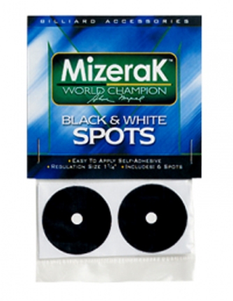 Black / White Billiard Table Spots from Mizerak - Set of 12 Packs