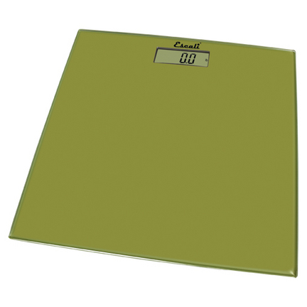 Sage Green Glass Square Platform Digital Bathroom Scale (440 lb. / 200 Kg Capacity)