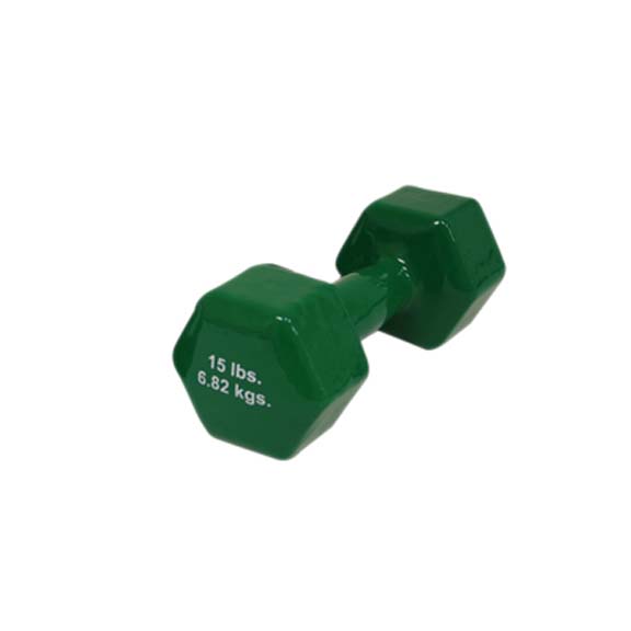 15 lb. Cast Iron Vinyl Coated Dumbbell (Green)