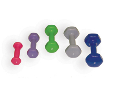Vinyl Coated Dumbbells - 10 Piece Set with Wall Rack