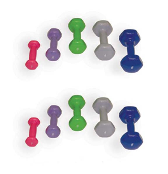 Vinyl Coated Cast Iron Dumbbells - 20 Piece Set