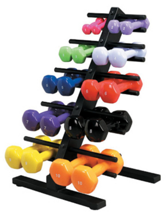 Vinyl Coated Dumbbell - 20 Piece Set with Floor Rack