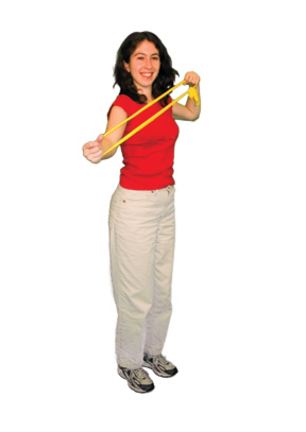 Cando Low Powder 4' Ready-To-Use Yellow Exercise Band - Dispenser Box of 40 (X-Light)