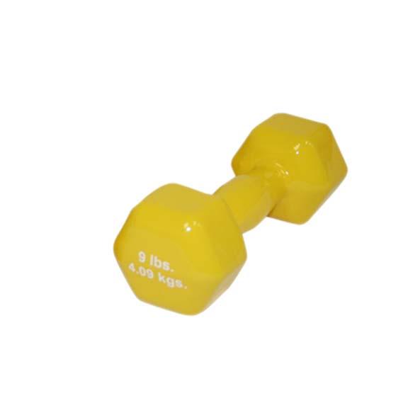 9 lb. Cast Iron Vinyl Coated Dumbbell (Yellow)