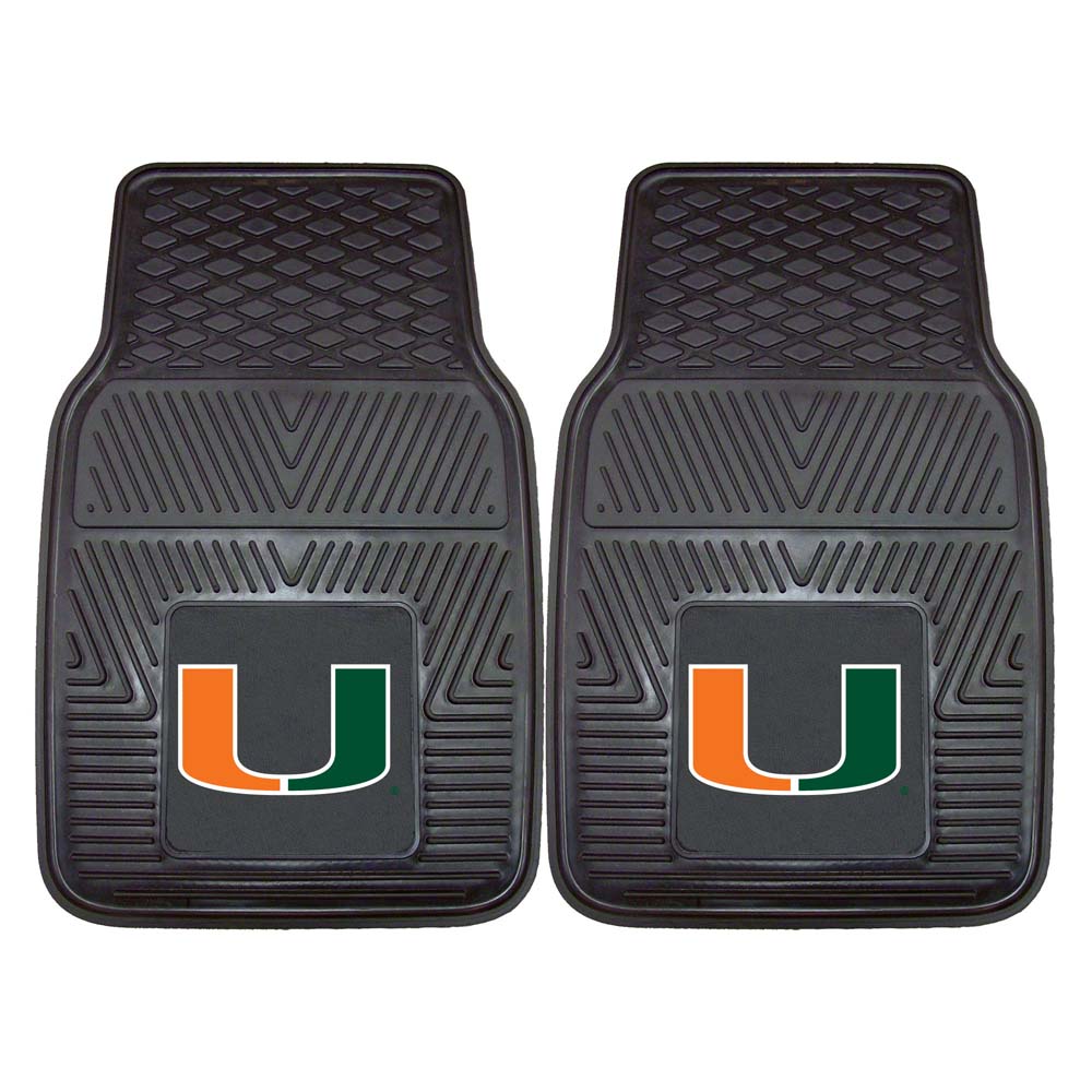 Miami Hurricanes 18" x 27" Heavy Duty 2-Piece Vinyl Car Mat Set