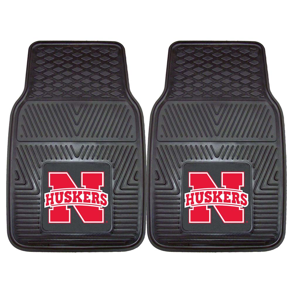 Nebraska Cornhuskers 18" x 27" Heavy Duty 2-Piece Vinyl Car Mat Set