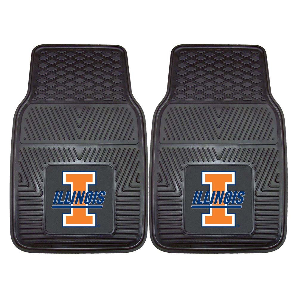 Illinois Fighting Illini 18" x 27" Heavy Duty 2-Piece Vinyl Car Mat Set