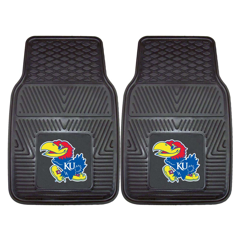 Kansas Jayhawks 18" x 27" Heavy Duty 2-Piece Vinyl Car Mat Set