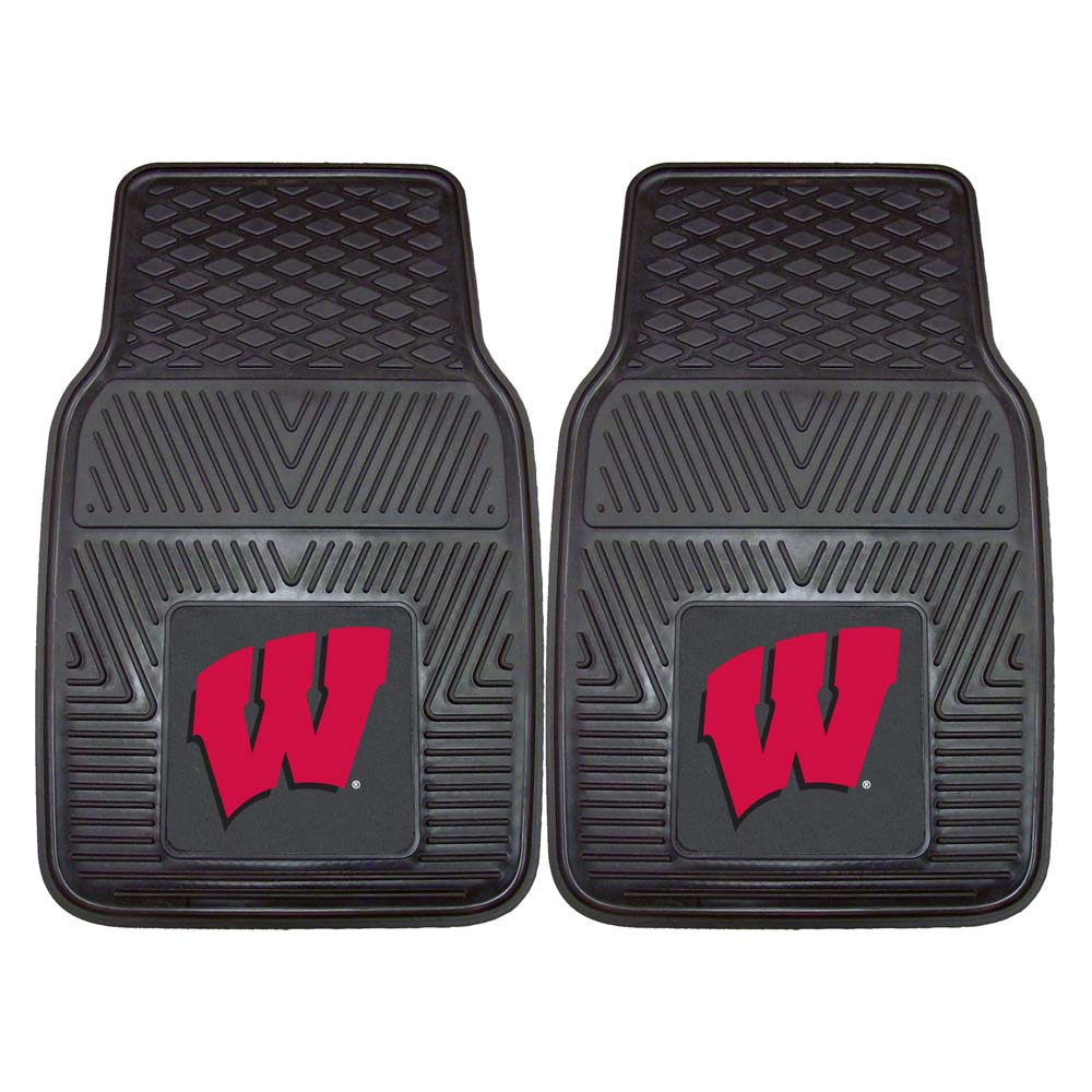 Wisconsin Badgers 18" x 27" Heavy Duty 2-Piece Vinyl Car Mat Set