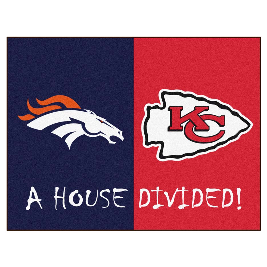 Denver Broncos - Kansas City Chiefs House Divided Rugs 34" x 45"
