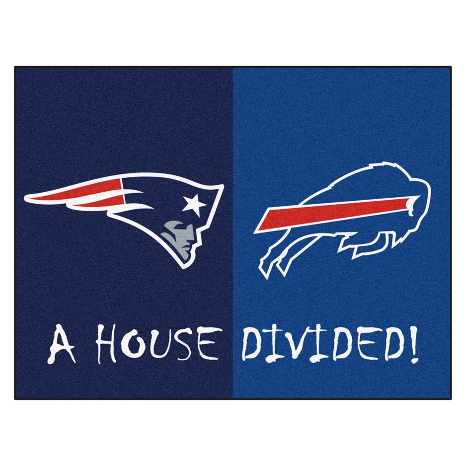 New England Patriots - Buffalo Bills House Divided Rugs 34" x 45"