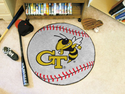 27" Round Georgia Tech Yellow Jackets Baseball Mat