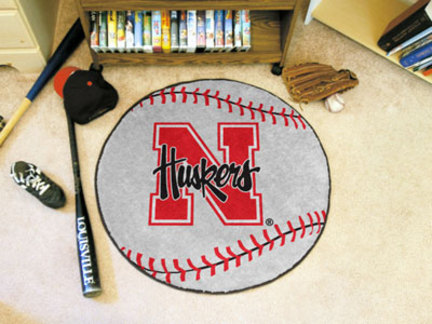 27" Round Nebraska Cornhuskers Baseball Mat