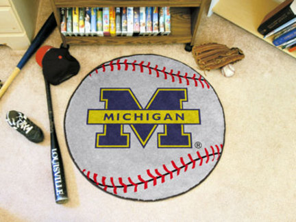 27" Round Michigan Wolverines Baseball Mat