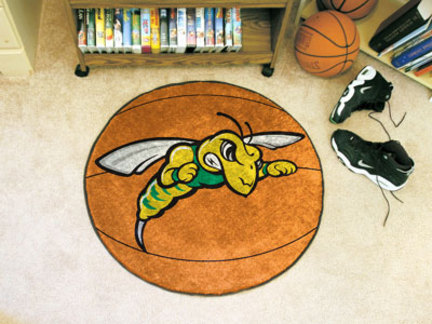 27" Round Black Hills State Yellow Jackets Basketball Mat