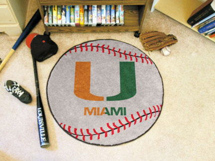 Miami Hurricanes 27" Round Baseball Mat