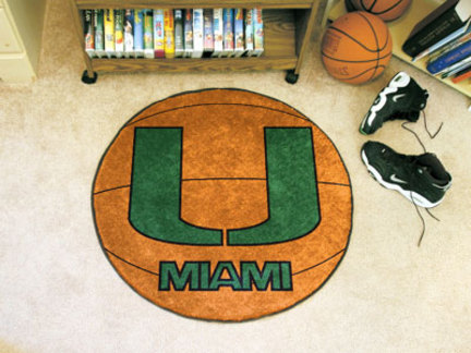 27" Round Miami Hurricanes Basketball Mat