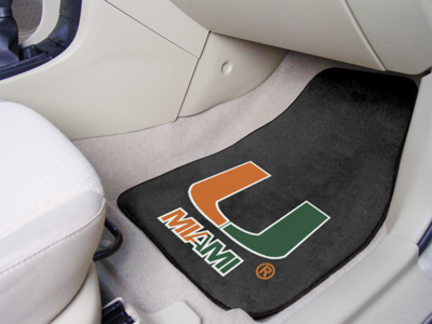 Miami Hurricanes 27" x 18" Auto Floor Mat (Set of 2 Car Mats) (Black)