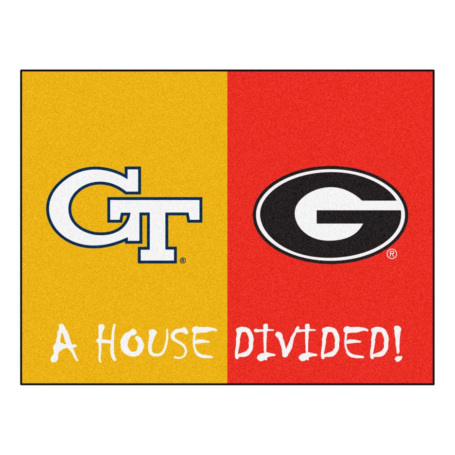 Georgia Tech Yellow Jackets and Georgia Bulldogs 34" x 45" House Divided Mat