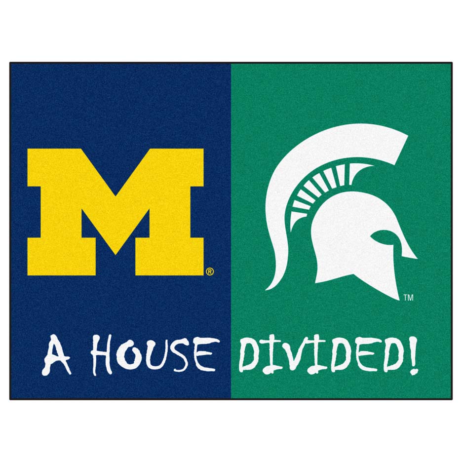 Michigan Wolverines and Michigan State Spartans 34" x 45" House Divided Mat