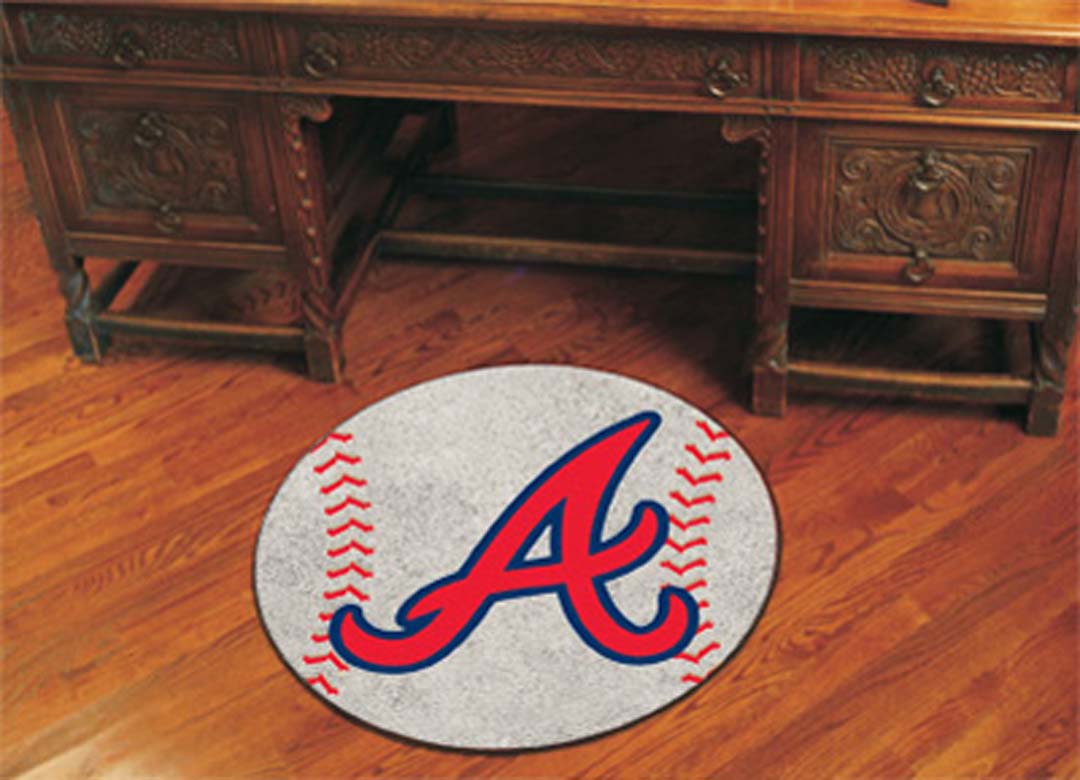 27" Round Atlanta Braves Baseball Mat