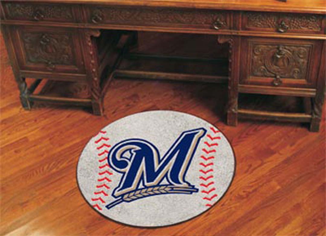 27" Round Milwaukee Brewers Baseball Mat