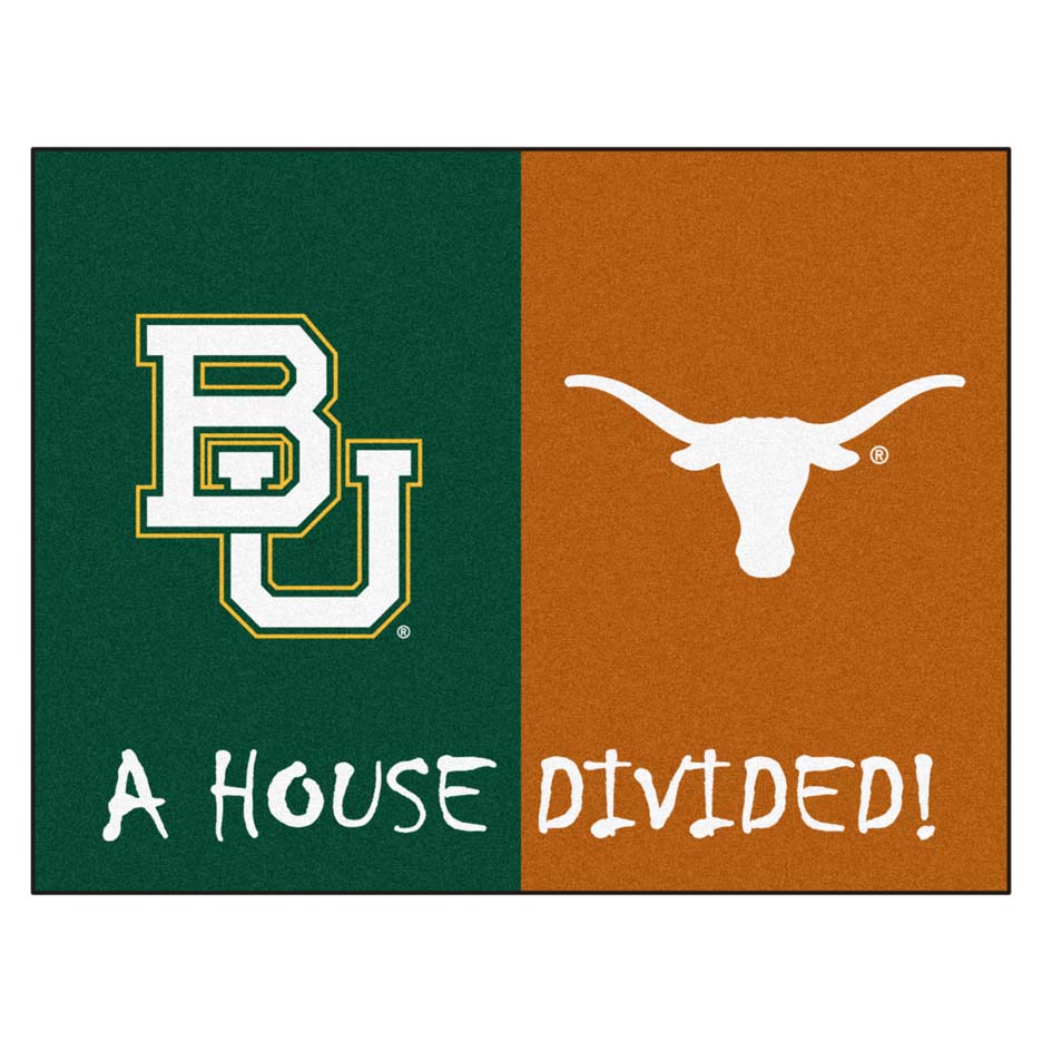 Baylor Bears and Texas Longhorns 34" x 45" House Divided Mat