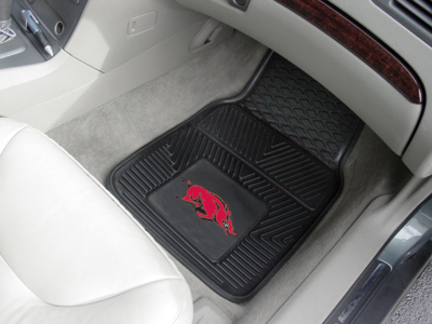 Arkansas Razorbacks 18" x 27" Heavy Duty 2-Piece Vinyl Car Mat Set