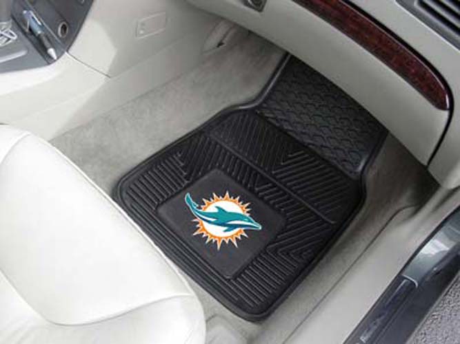 Miami Dolphins 18" x 27" Heavy Duty 2-Piece Vinyl Car Mat Set