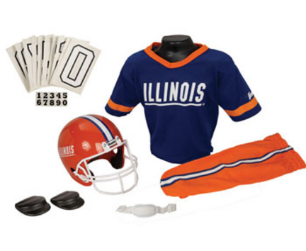 Franklin Illinois Fighting Illini DELUXE Youth Helmet and Football Uniform Set (Small)