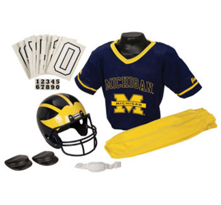Franklin Michigan Wolverines DELUXE Youth Helmet and Football Uniform Set (Medium)