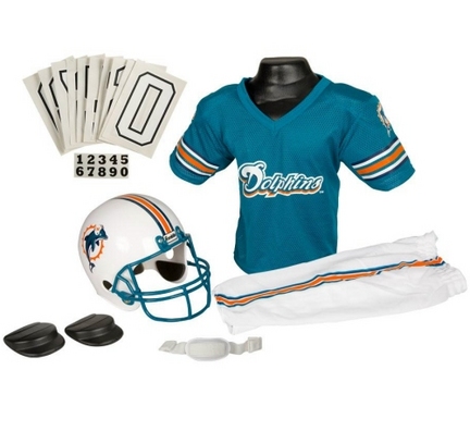Franklin Miami Dolphins DELUXE Youth Helmet and Football Uniform Set (Small)