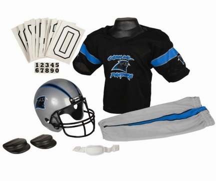 Franklin Carolina Panthers DELUXE Youth Helmet and Football Uniform Set (Small)